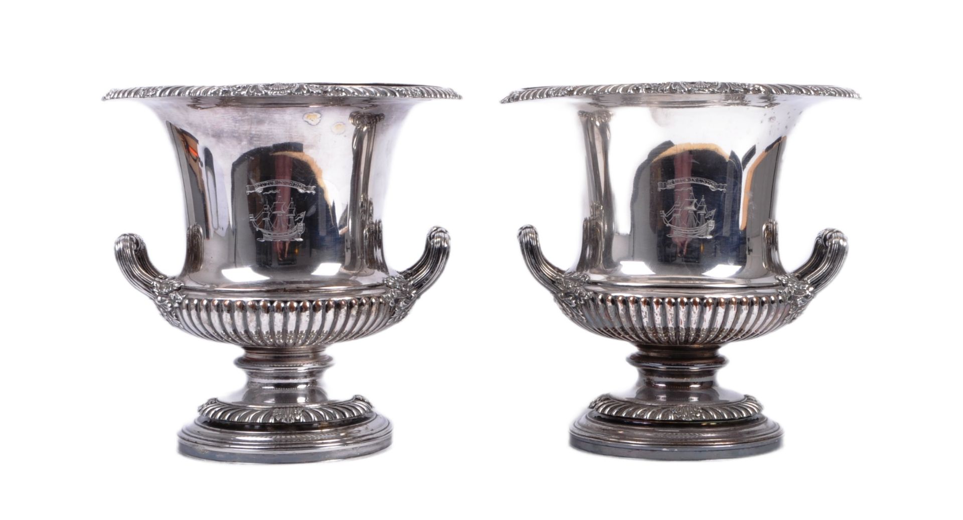 PAIR 19TH CENTURY SHEFFIELD PLATE WINE COOLERS - SHIPPING INTEREST