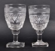 REGENCY ERA CIRCA 1820 CRYSTAL DIAMOND CUT WINE GLASSES
