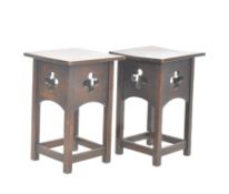 PAIR 19TH CENTURY ARTS & CRAFTS OAK SIDE TABLES - LIBERTY