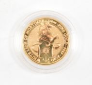 2020 1/4 OZ 22CT GOLD BULLION QUEEN BEASTS WHITE LION OF MORTIMER COIN