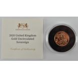 ELIZABETH II 2020 22CT GOLD UNCIRCULATED FULL SOVEREIGN