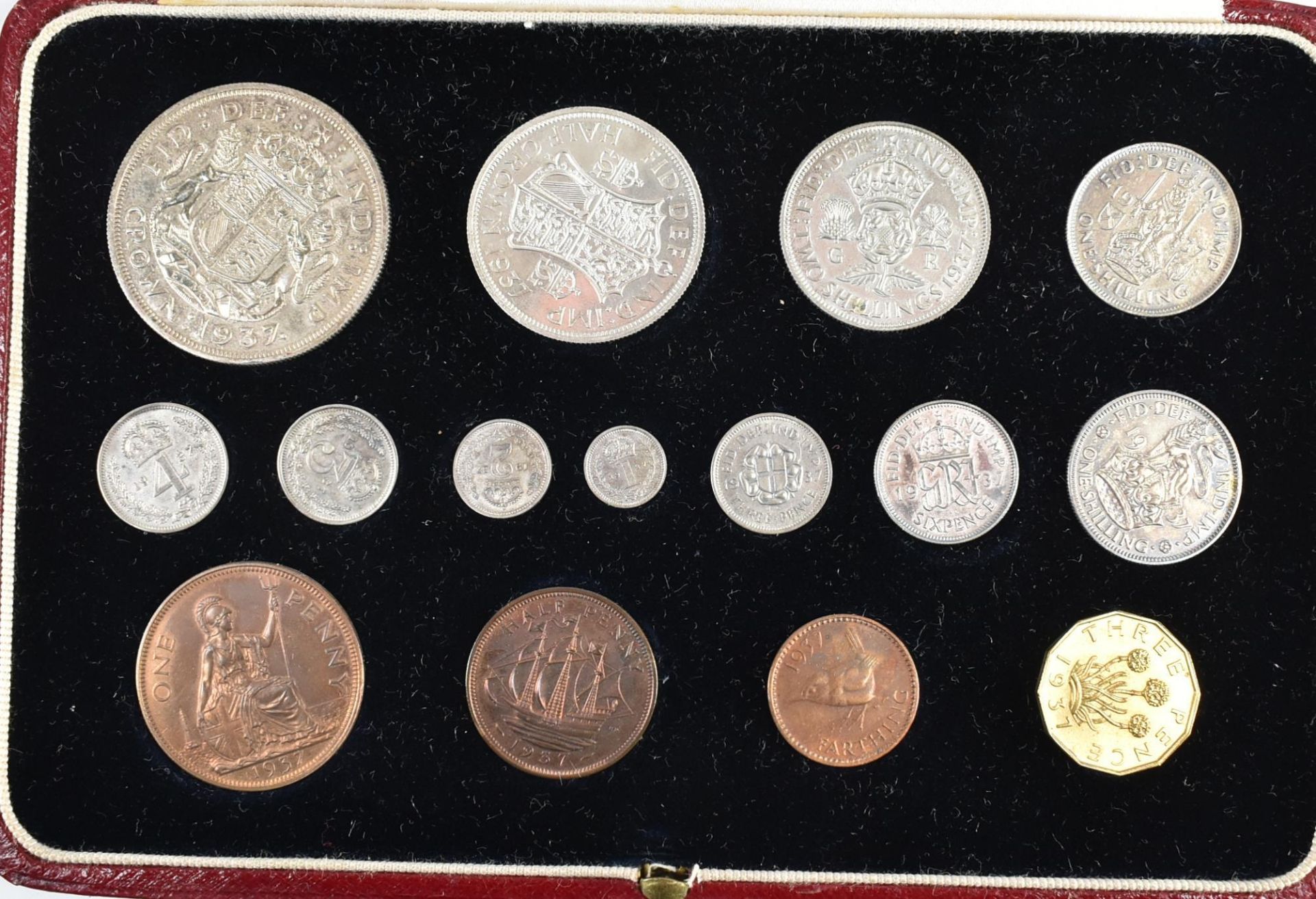 1937 - 15 COIN PROOF SPECIMEN COINS SET IN LEATHER CASE - Bild 2 aus 4