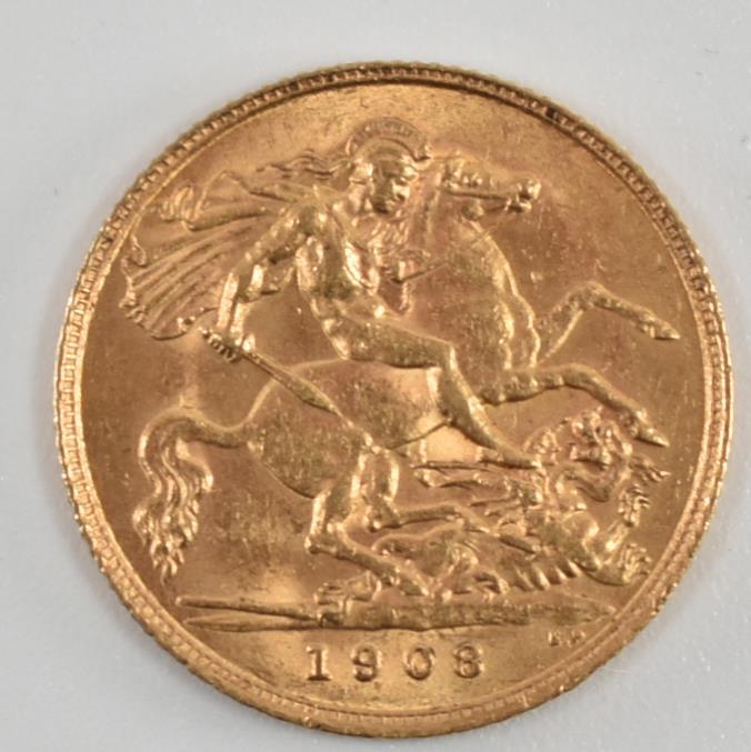 EDWARD VII 22CT GOLD 1908 HALF SOVEREIGN - Image 2 of 2