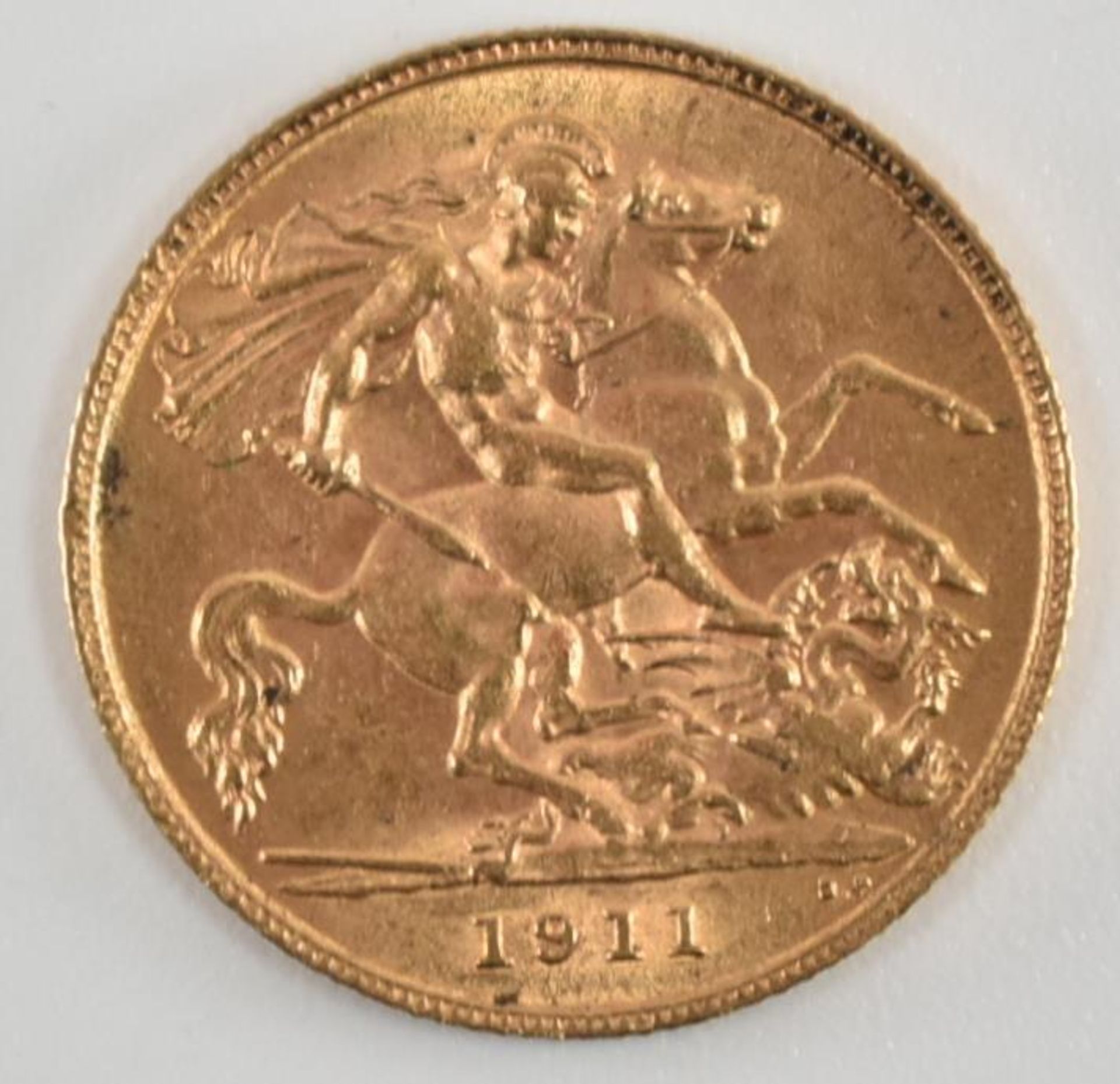 GEORGE V 1911 22CT GOLD HALF SOVEREIGN COIN - Bild 2 aus 2