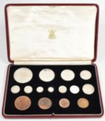 1937 - 15 PROOF SPECIMEN COINS SET IN LEATHER CASE