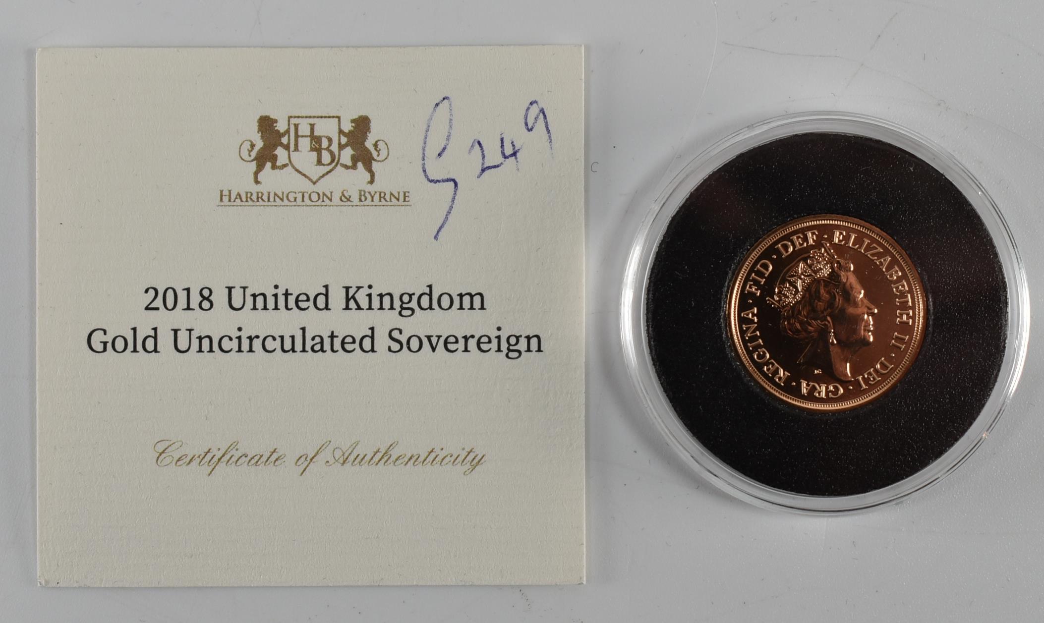 ELIZABETH II 2018 22CT GOLD UNCIRCULATED FULL SOVEREIGN