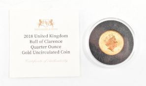2018 1/4 OZ FINE GOLD UNCIRCULATED BULLION BULL OF CLARENCE COIN