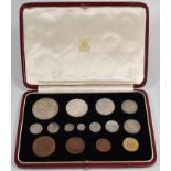 1937 - 15 COIN PROOF SPECIMEN COINS SET IN LEATHER CASE