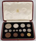 1937 - 15 COIN PROOF SPECIMEN COINS SET IN LEATHER CASE