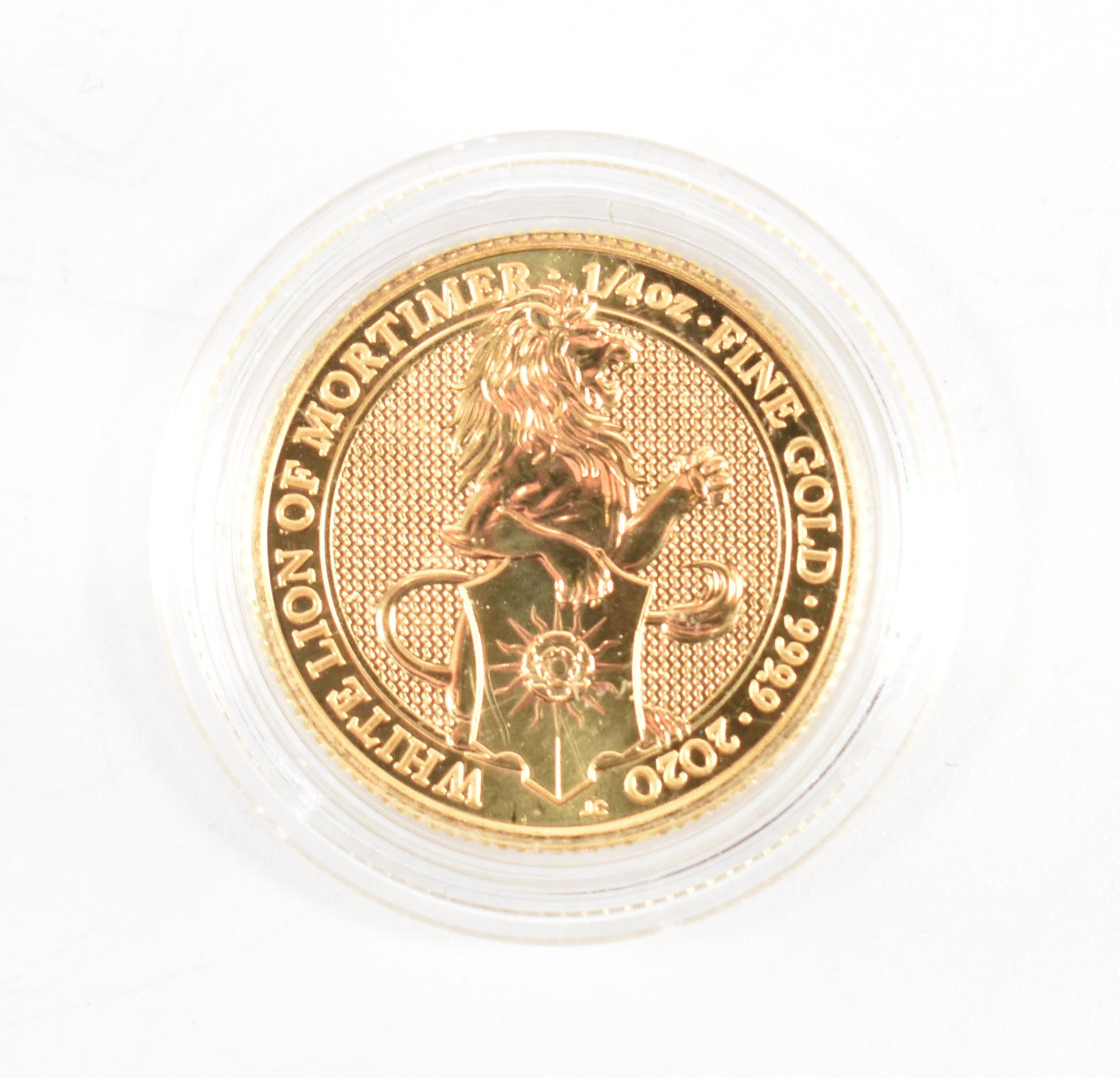 2020 1/4 OZ 22CT FINE GOLD QUEEN’S BEASTS WHITE LION OF MORTIMER BULLION COIN