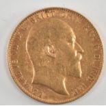 EDWARD VII 1909 22CT GOLD FULL SOVEREIGN COIN