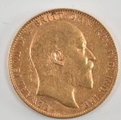 EDWARD VII 1909 22CT GOLD FULL SOVEREIGN COIN