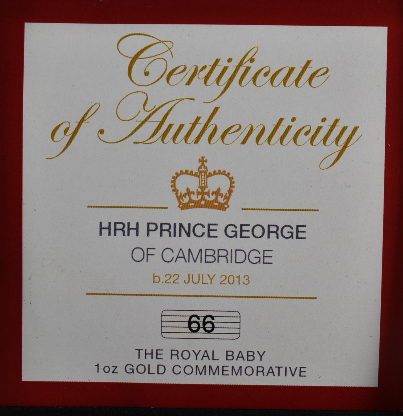 22CT GOLD 34G BIRTH OF PRINCE GEORGE MEDALLION COIN - Image 7 of 7