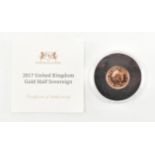 ELIZABETH II 2017 22CT GOLD UNCIRCULATED HALF SOVEREIGN