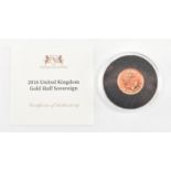 ELIZABETH II 2016 22CT GOLD UNCIRCULATED HALF SOVEREIGN