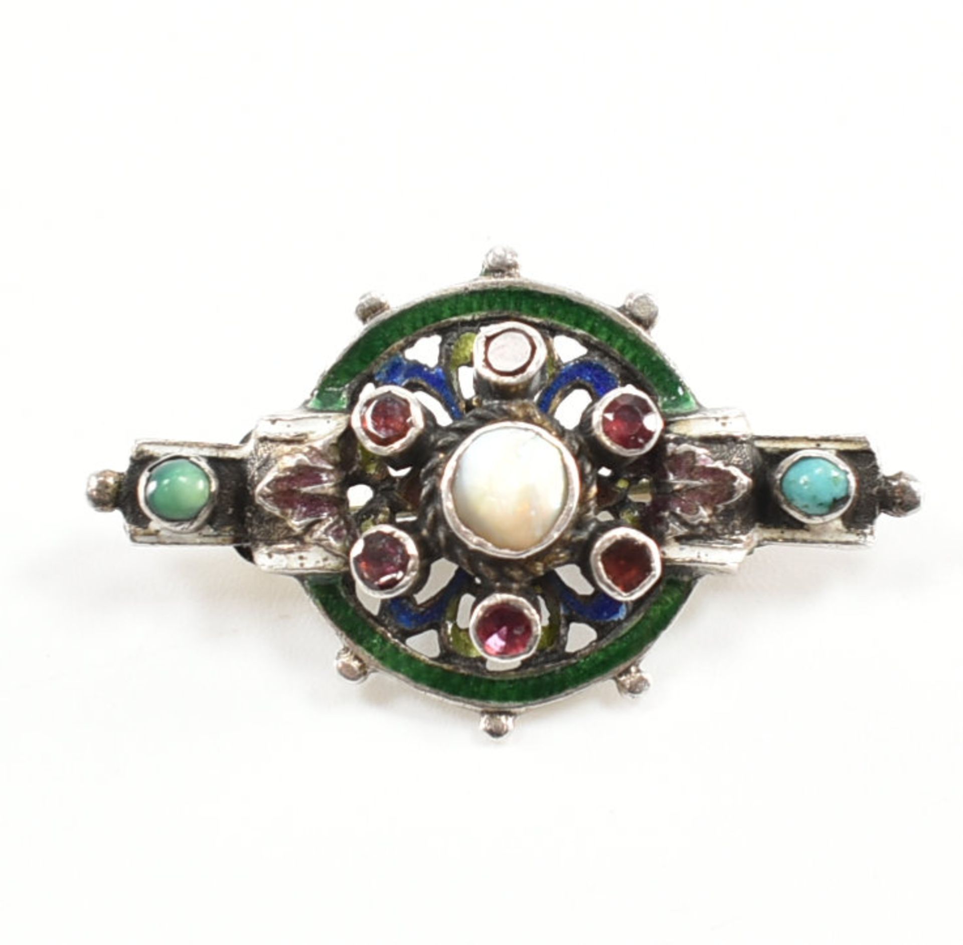 AUSTRO HUNGARIAN ENAMEL & GEM SET BROOCH PIN - Image 2 of 5