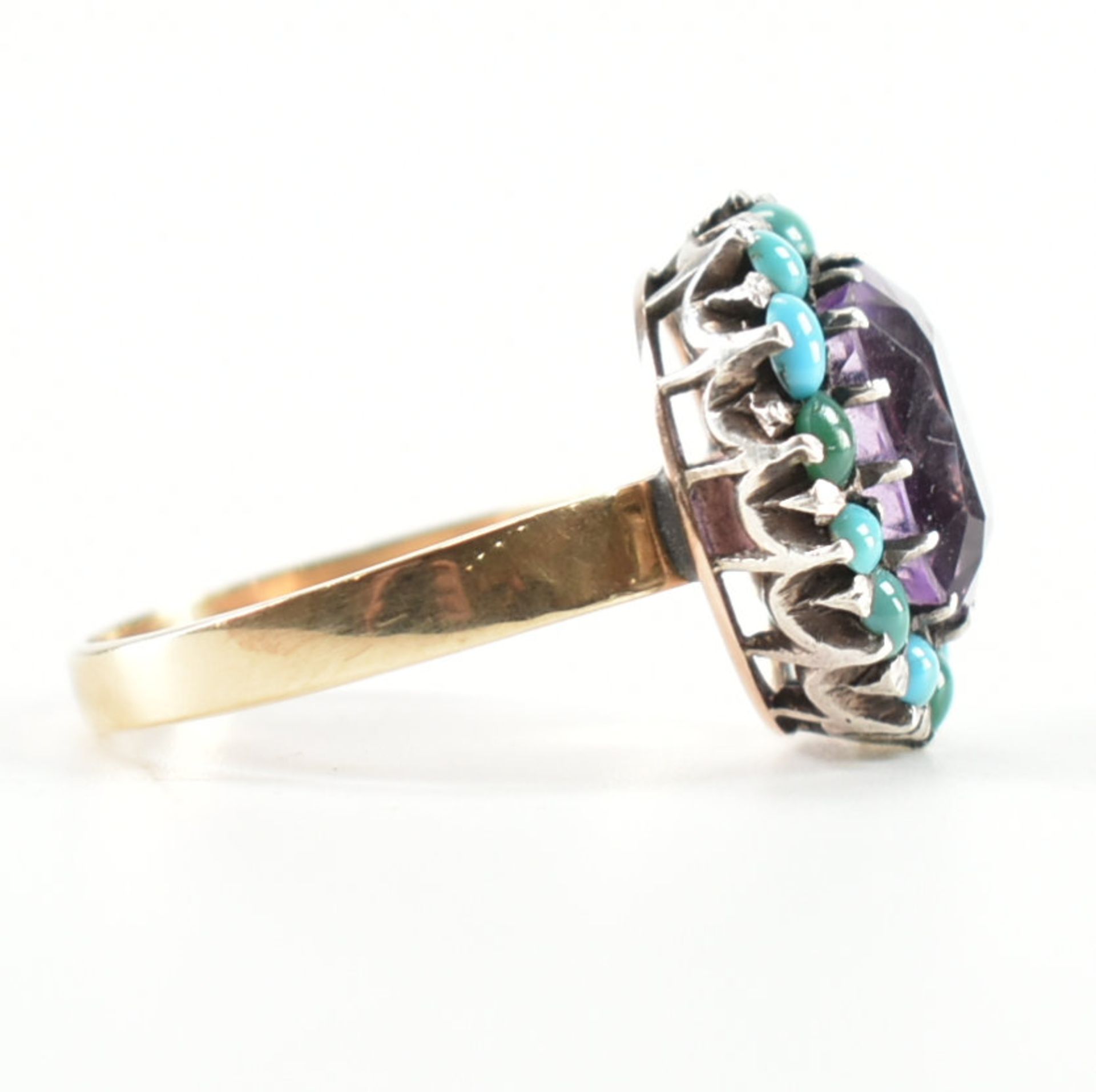 ANTIQUE GOLD AMETHYST & TURQUOISE DRESS RING - Bild 5 aus 7