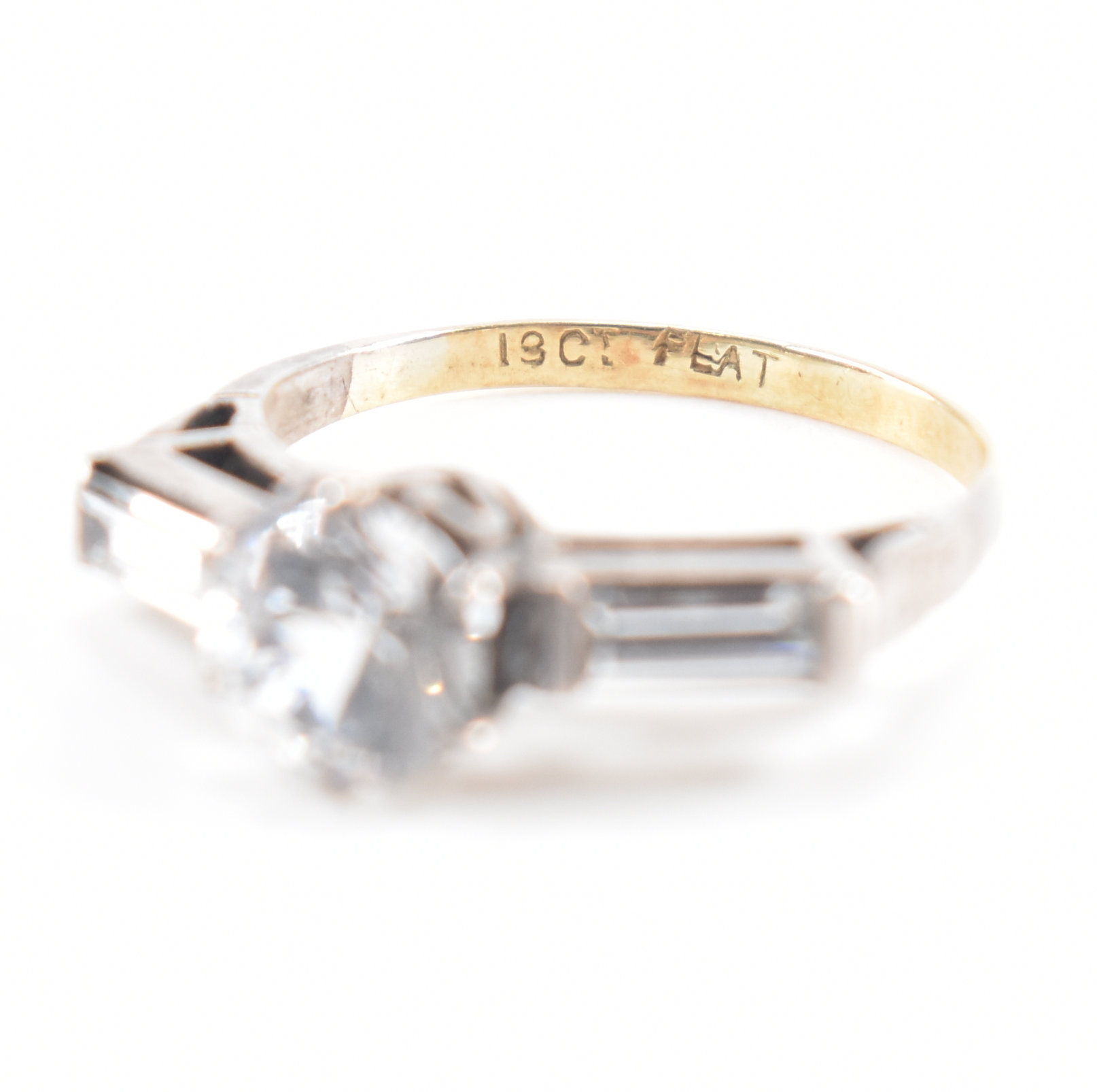 ART DECO 18CT GOLD & PLATINUM WHITE STONE RING - Image 7 of 8