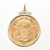 GOLD 1900 UNITED STATES OF AMERICA LIBERTY 20 DOLLARS COIN PENDANT