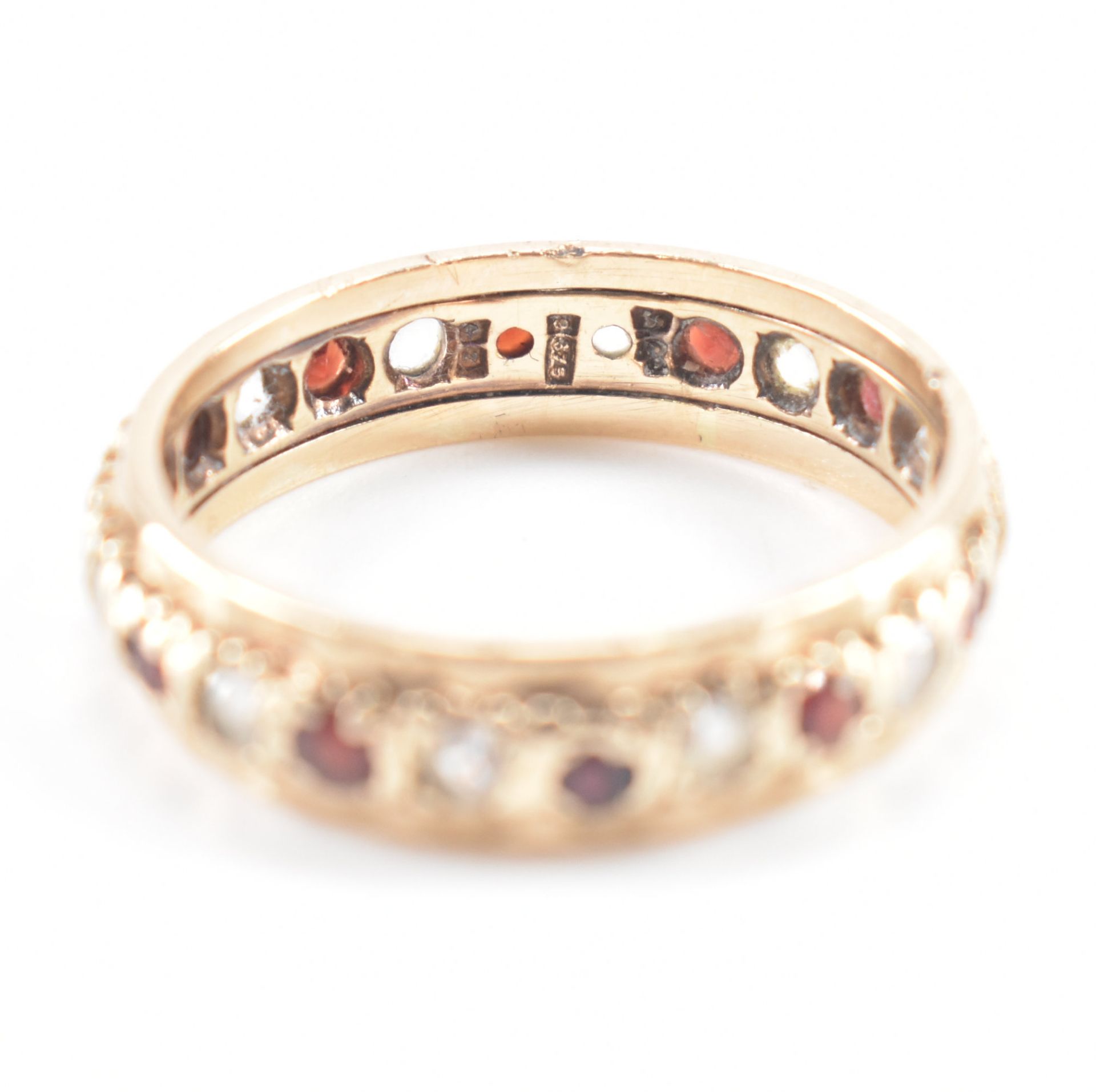 HALLMARKED 9CT GOLD RED & WHITE STONE ETERNITY RING - Bild 5 aus 8