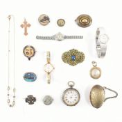 COLLECTION OF VINTAGE & ANTIQUE JEWELLERY WATCHES & GOLD