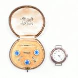 SILVER & GUILLOCHE ENAMEL WATCH & DRESS BUTTONS