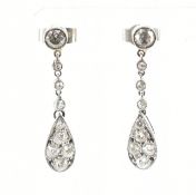 PAIR OF 1920S WHITE GOLD & DIAMOND EARRINGS