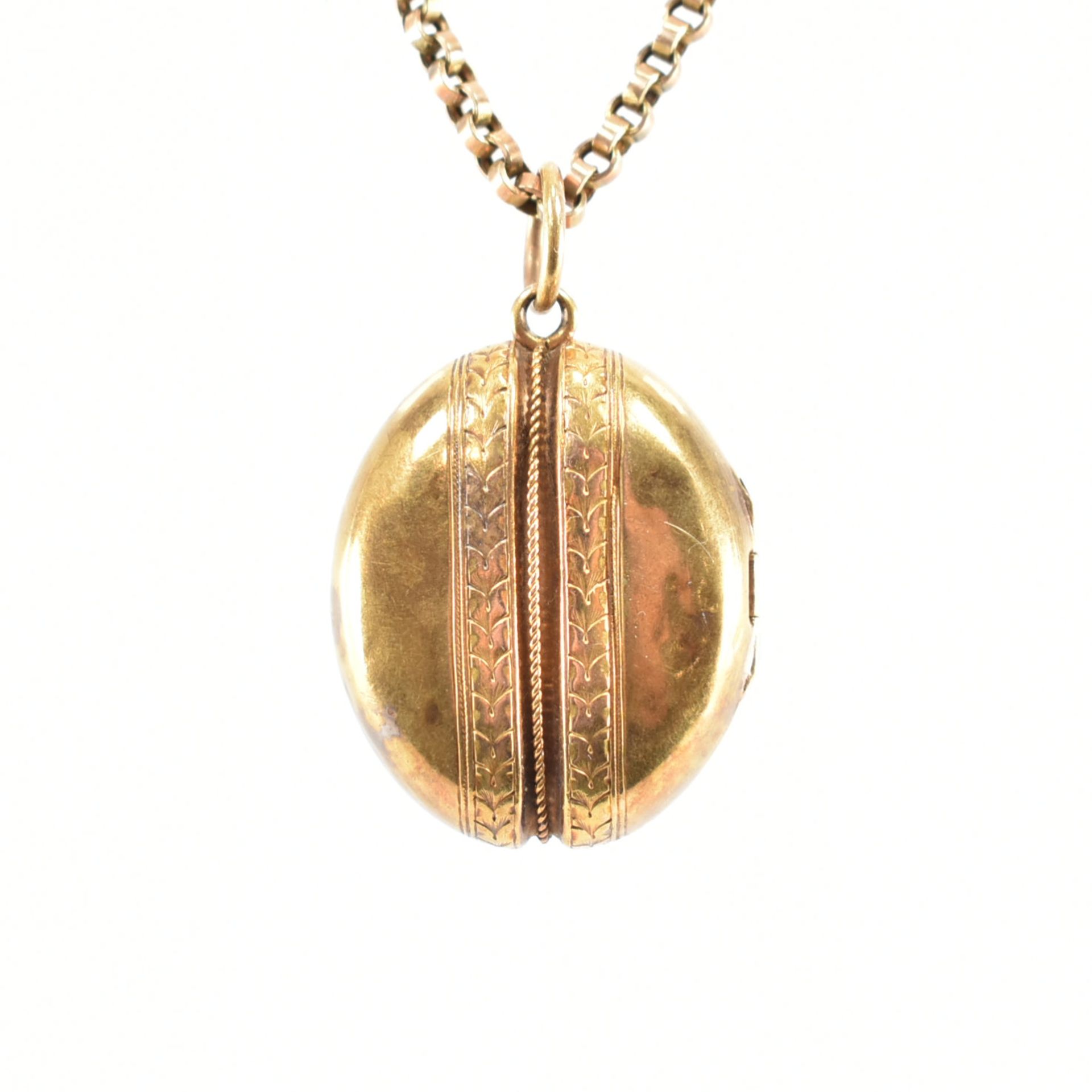 ANTIQUE GOLD LOCKET PENDANT & NECKLACE CHAIN - Image 3 of 7