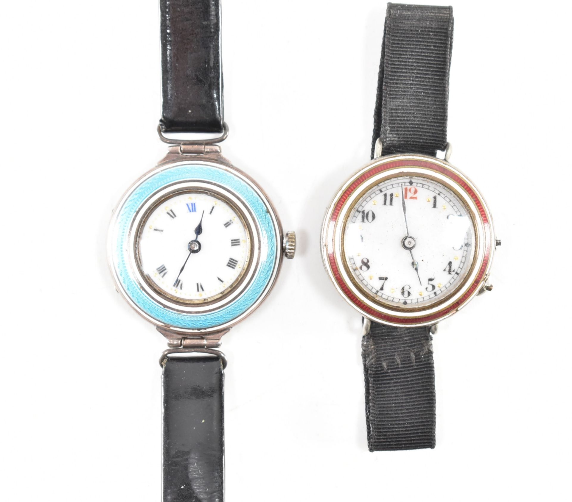 TWO GUILLOCHE ENAMELLED WRISTWATCHES