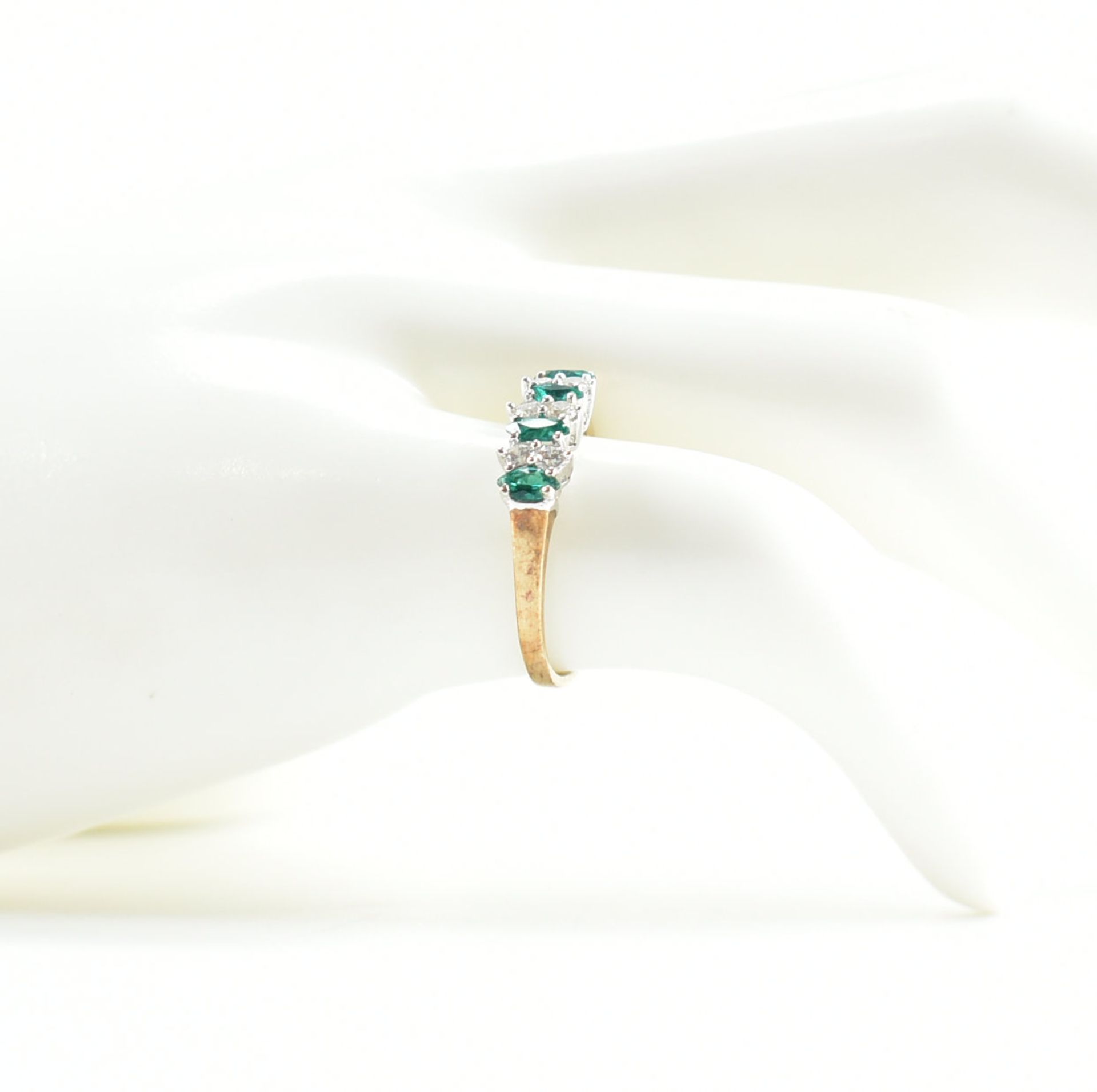 TWO HALLMARKED 9CT GOLD SYNTHETIC EMERALD & CZ RING - Image 12 of 12