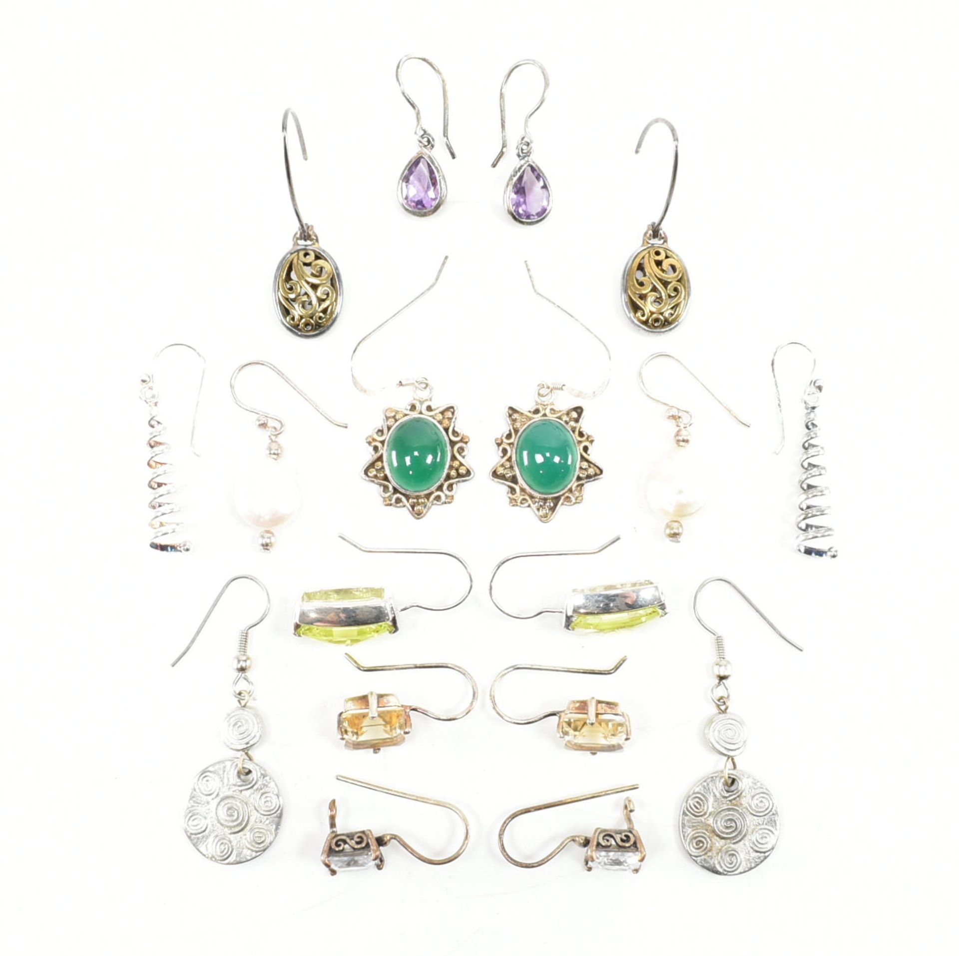 COLLECTION OF ASSORTED SILVER & WHITE METAL EARRINGS