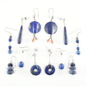 COLLECTION OF ASSORTED LAPIS LAZULI DROP EARRINGS