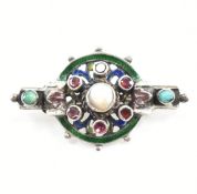 AUSTRO HUNGARIAN ENAMEL & GEM SET BROOCH PIN