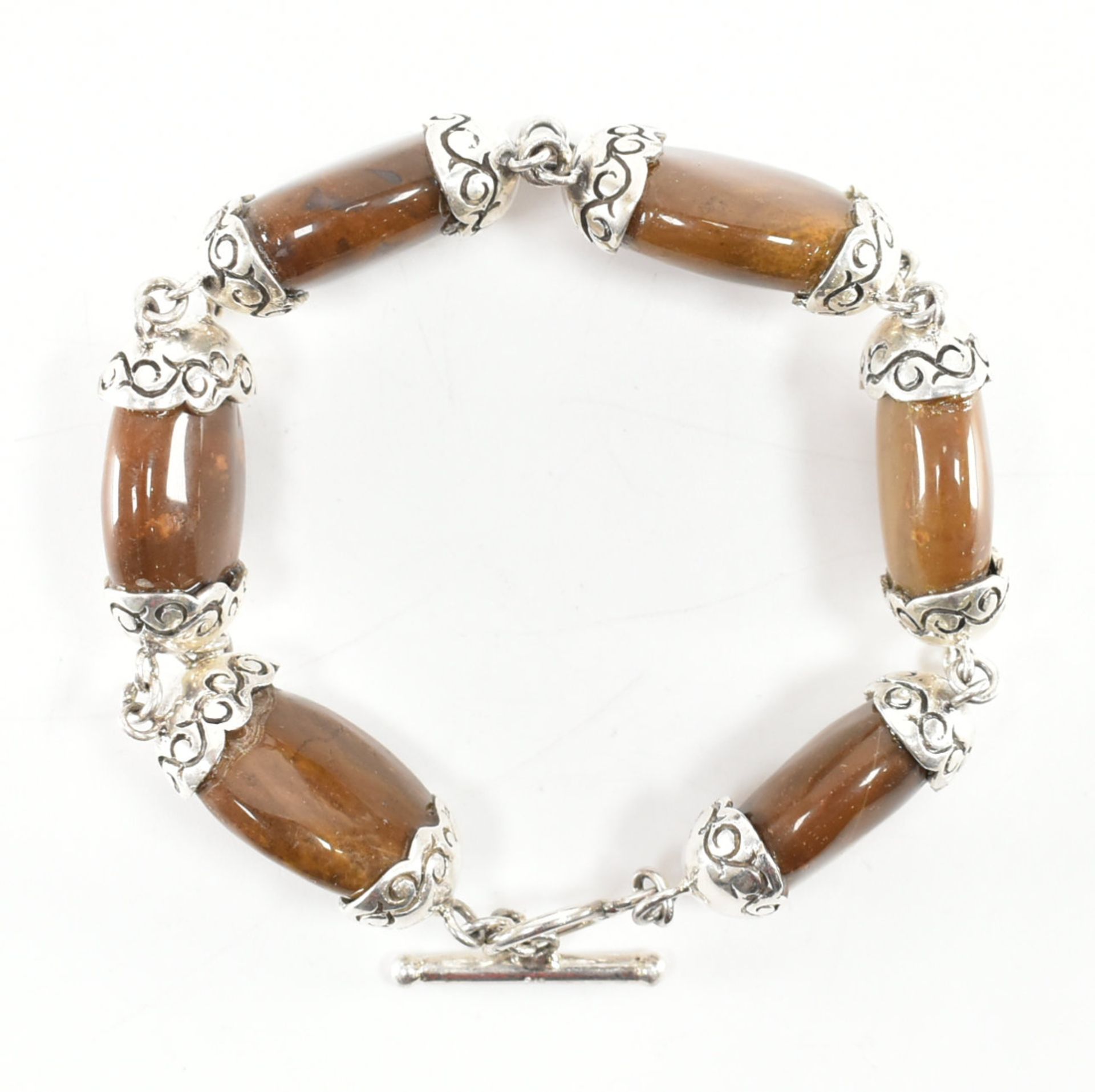 925 SILVER & BROWN STONE BRACELET