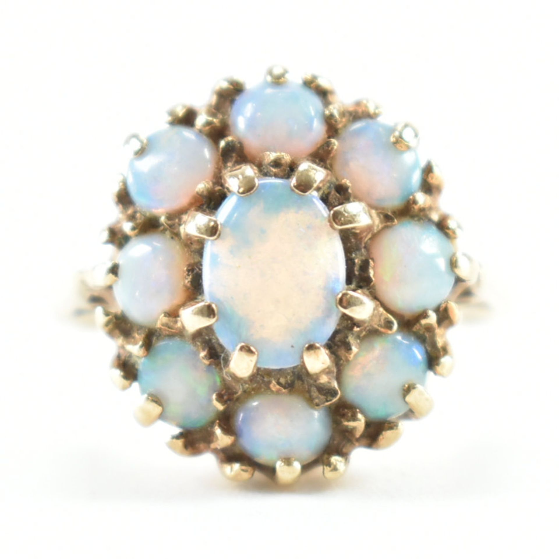 HALLMARKED 9CT GOLD & OPAL CLUSTER RING