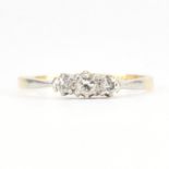 18CT GOLD PLAT & DIAMOND THREE STONE RING