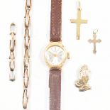 VINTAGE GOLD PENDANTS & WATCH BRACELET