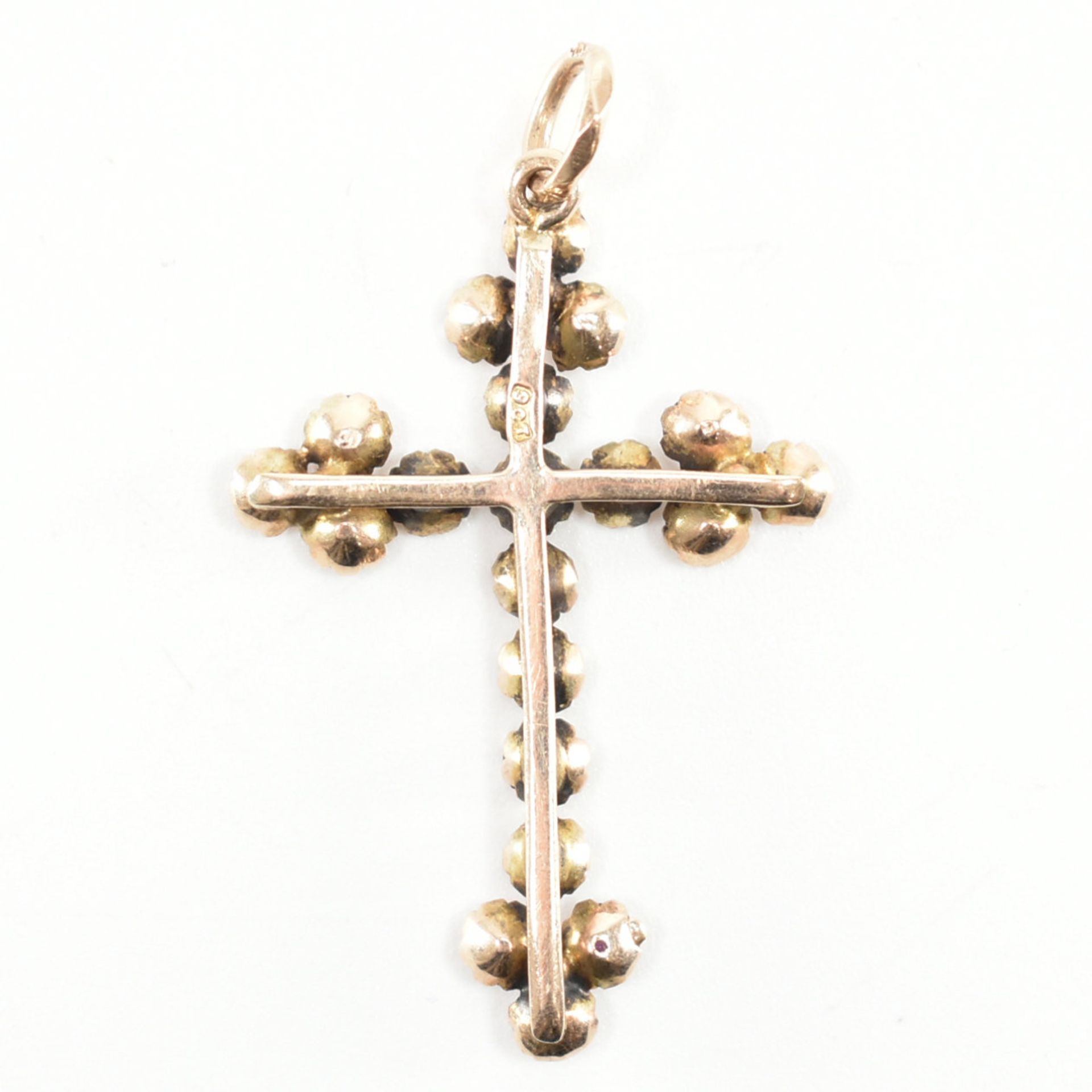 VICTORIAN 9CT GOLD & GARNET CRUCIFIX PENDANT - Bild 2 aus 5