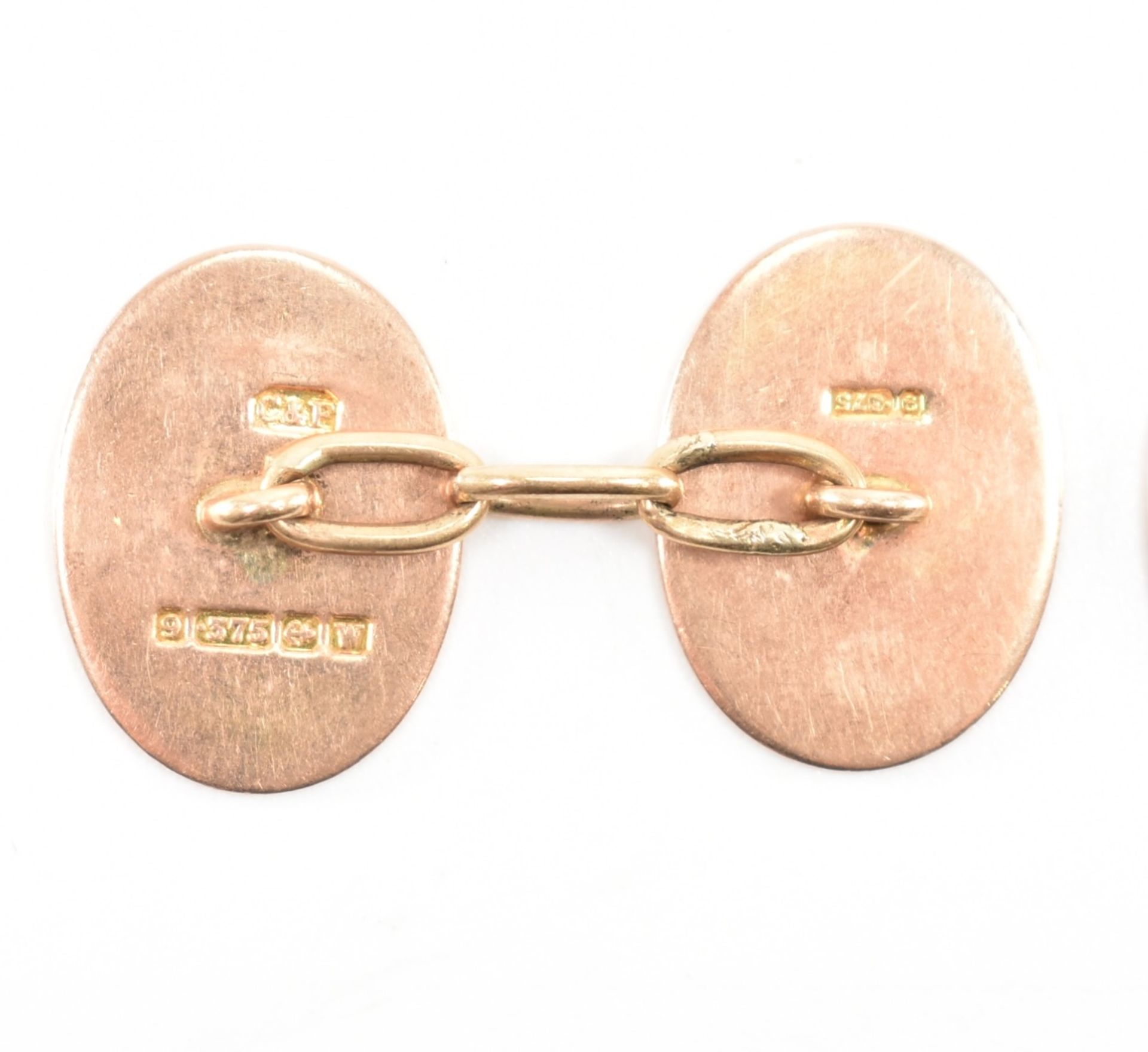 PAIR EARLY 20TH CENTURY HALLMARKED 9CT GOLD CUFFLINKS - Bild 3 aus 4