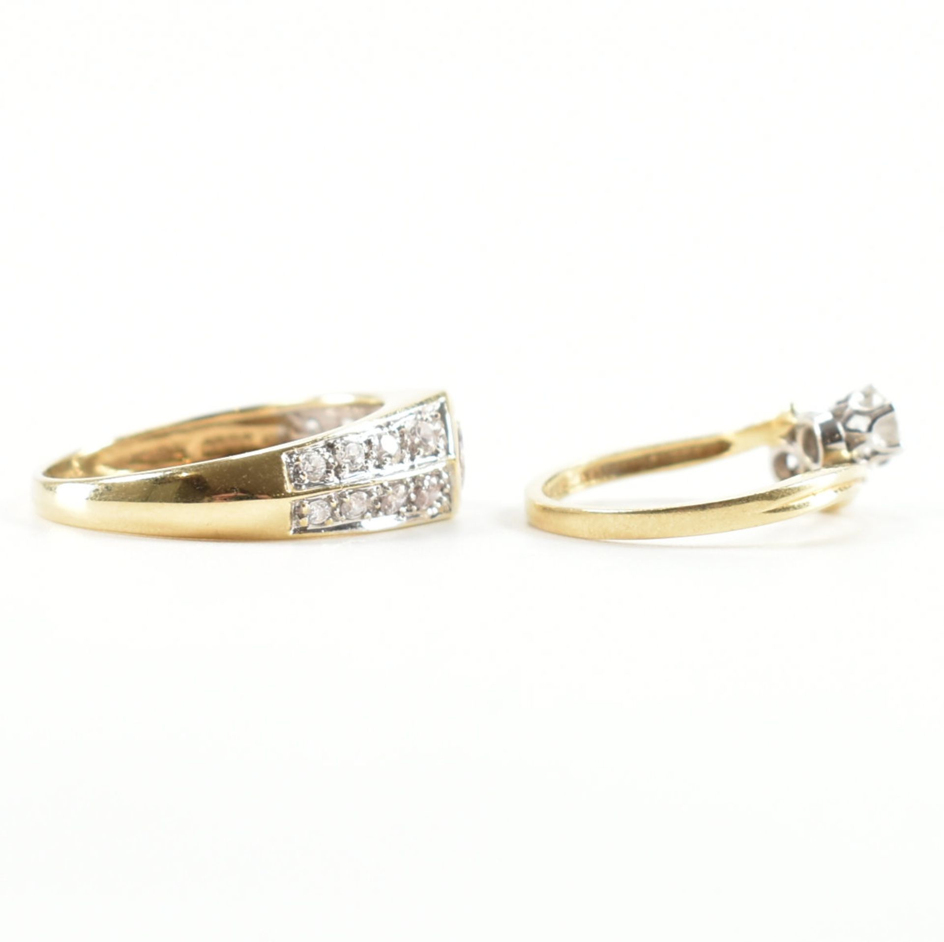 TWO HALLMARKED 14CT GOLD & CZ DRESS RINGS - Bild 5 aus 10