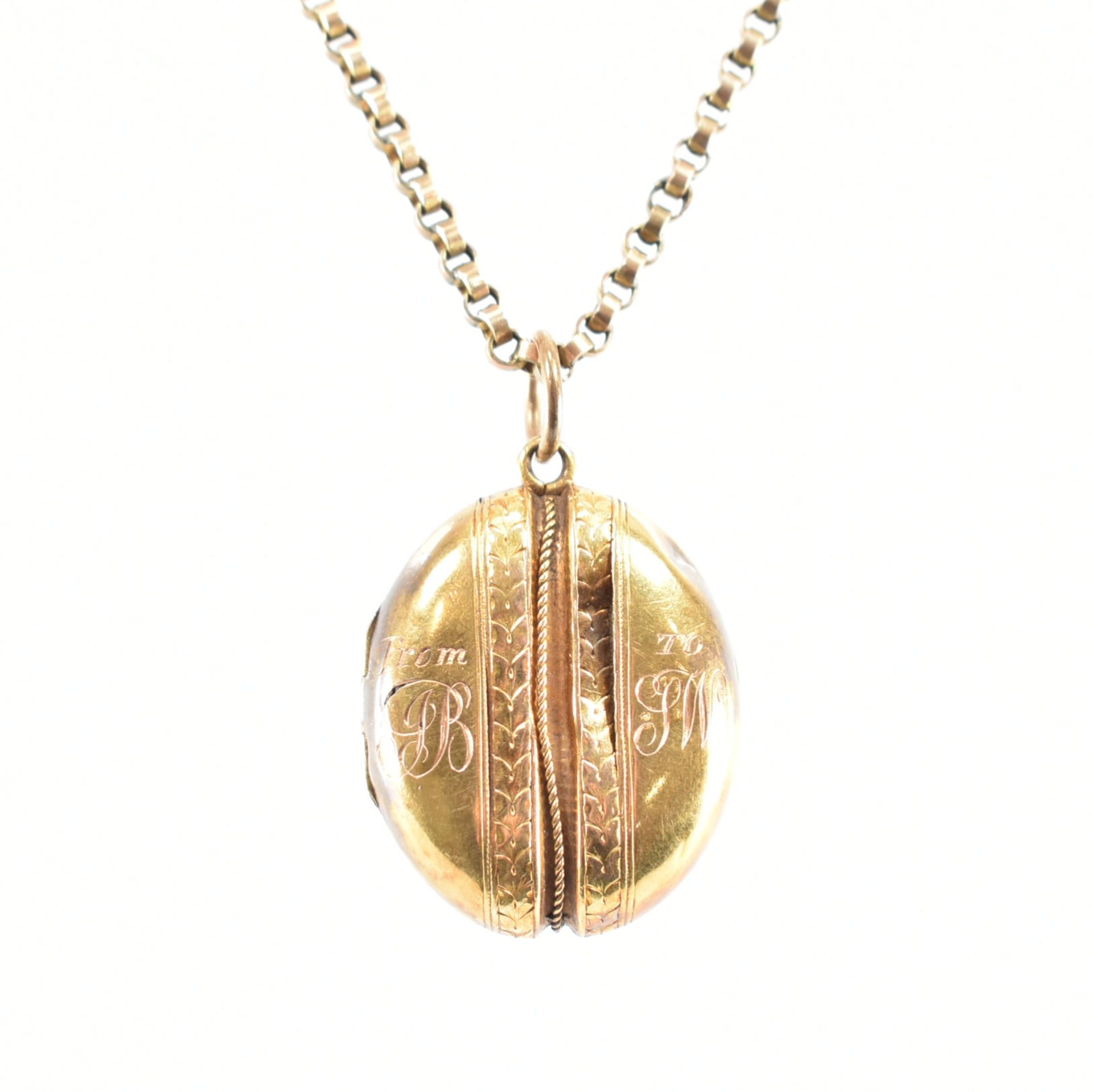 ANTIQUE GOLD LOCKET PENDANT & NECKLACE CHAIN