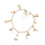 HALLMARKED 9CT GOLD HEART PADLOCK CHARM BRACELET