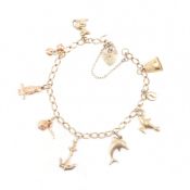 HALLMARKED 9CT GOLD HEART PADLOCK CHARM BRACELET