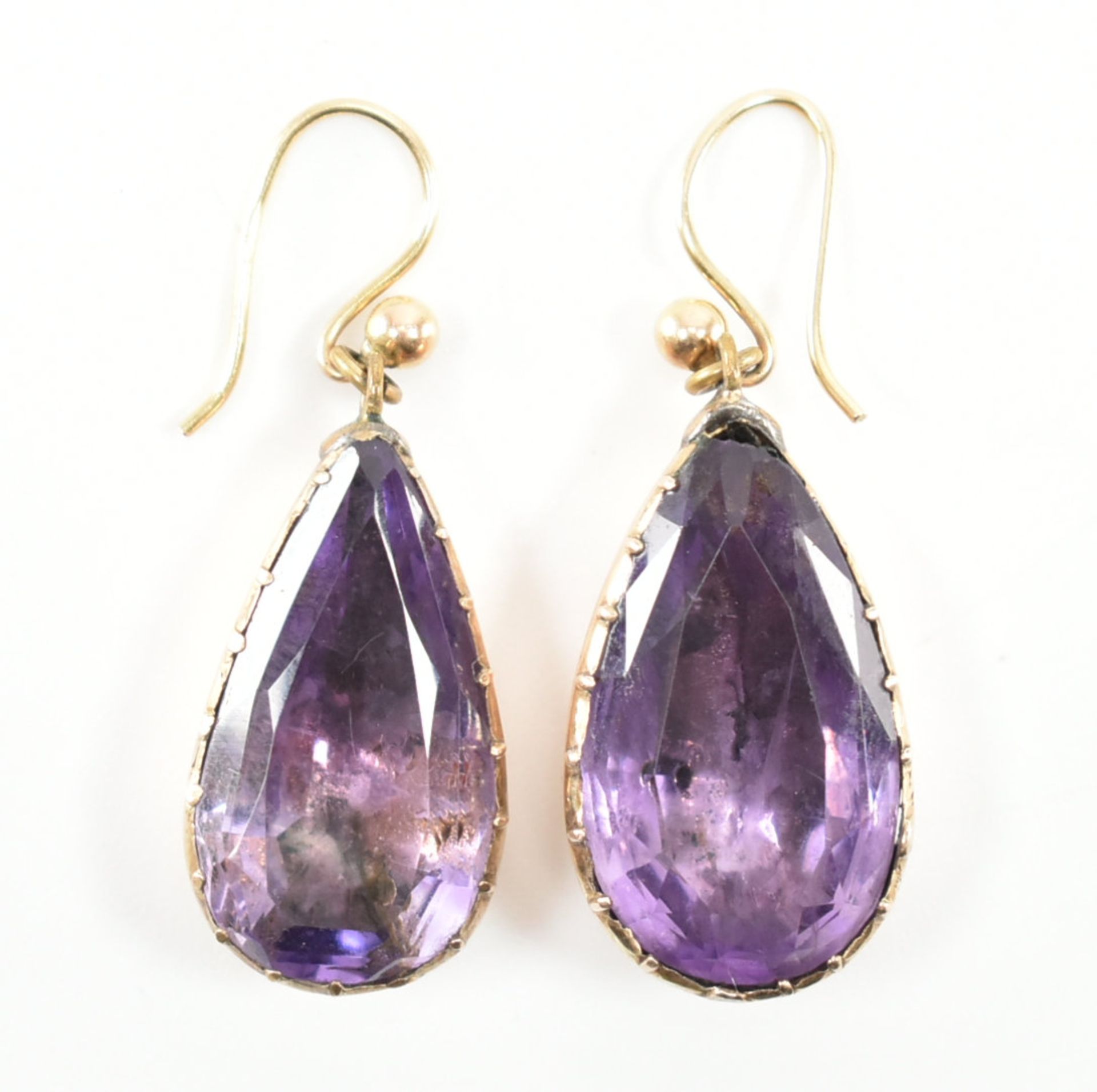 PAIR OF 19TH CENTURY AMETHYST DROP PENDANT EARRINGS