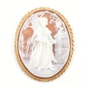 HALLMARKED 9CT GOLD & CARVED SHELL CAMEO BROOCH