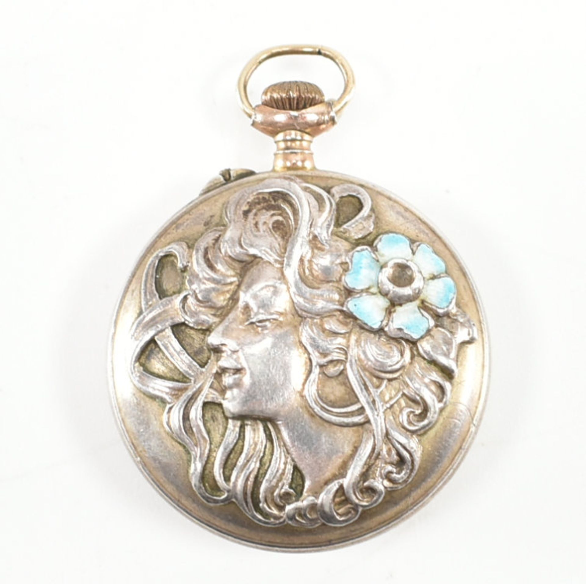 AVANCE RETARD ART NOUVEAU & ENAMEL POCKET WATCH - Bild 2 aus 10