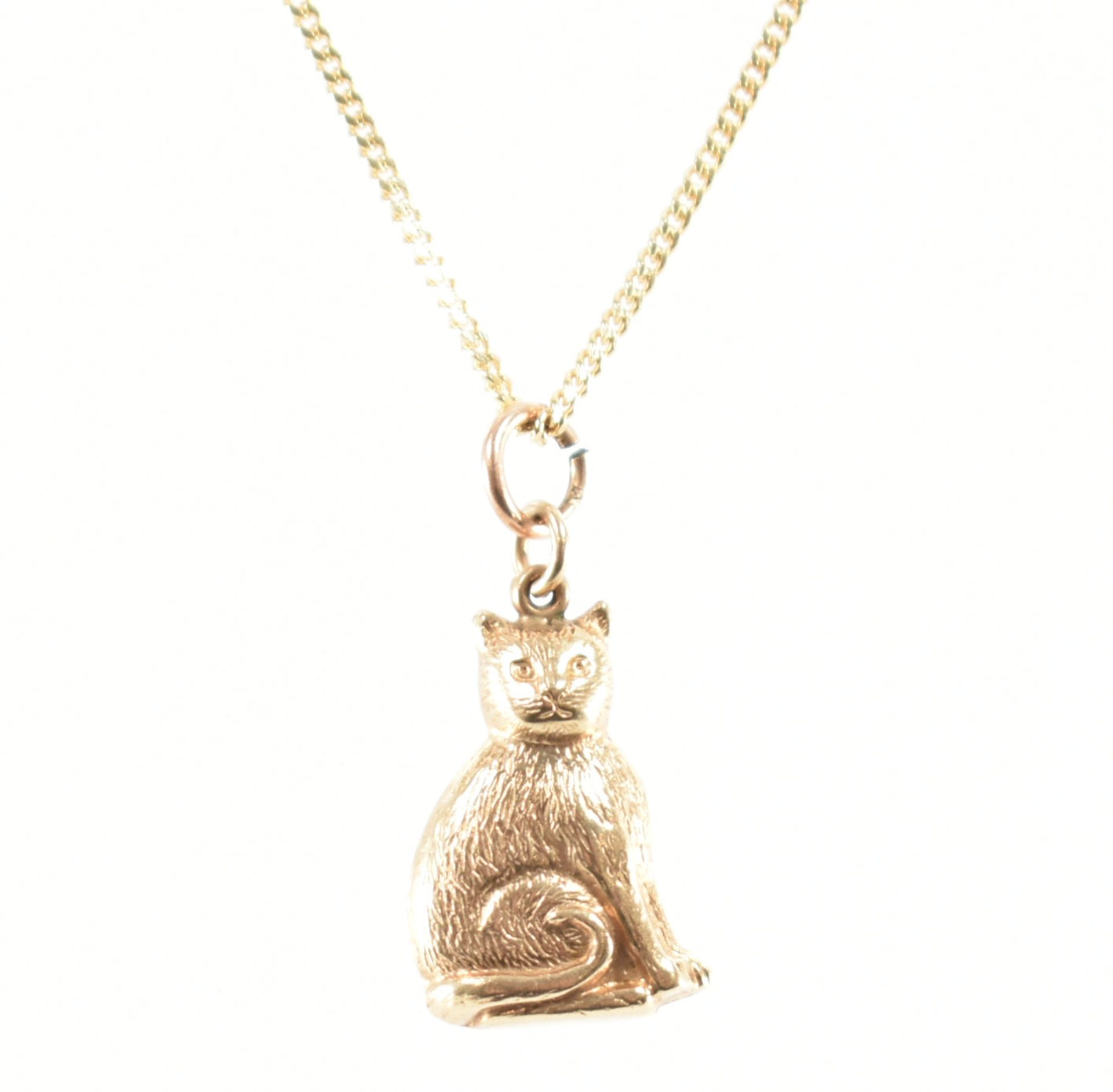 HALLMARKED 9CT GOLD CAT PENDANT & NECKLACE CHAIN - Bild 2 aus 5