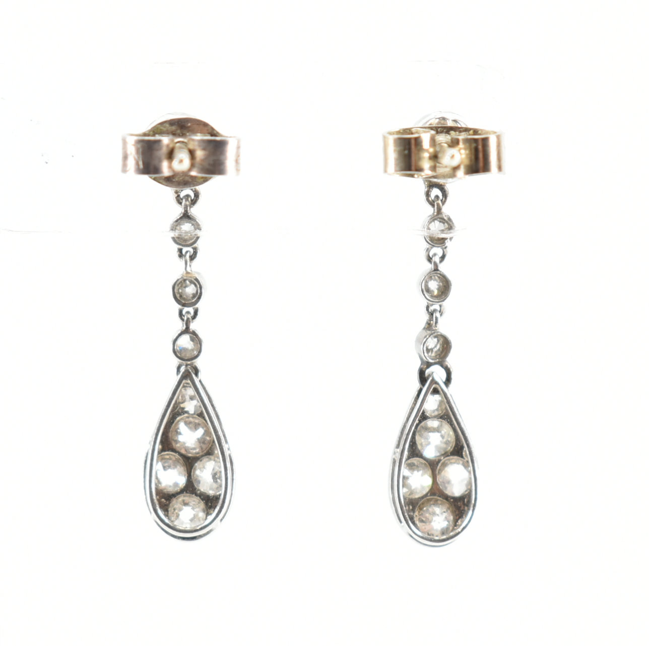 PAIR OF 1920S WHITE GOLD & DIAMOND EARRINGS - Image 2 of 4