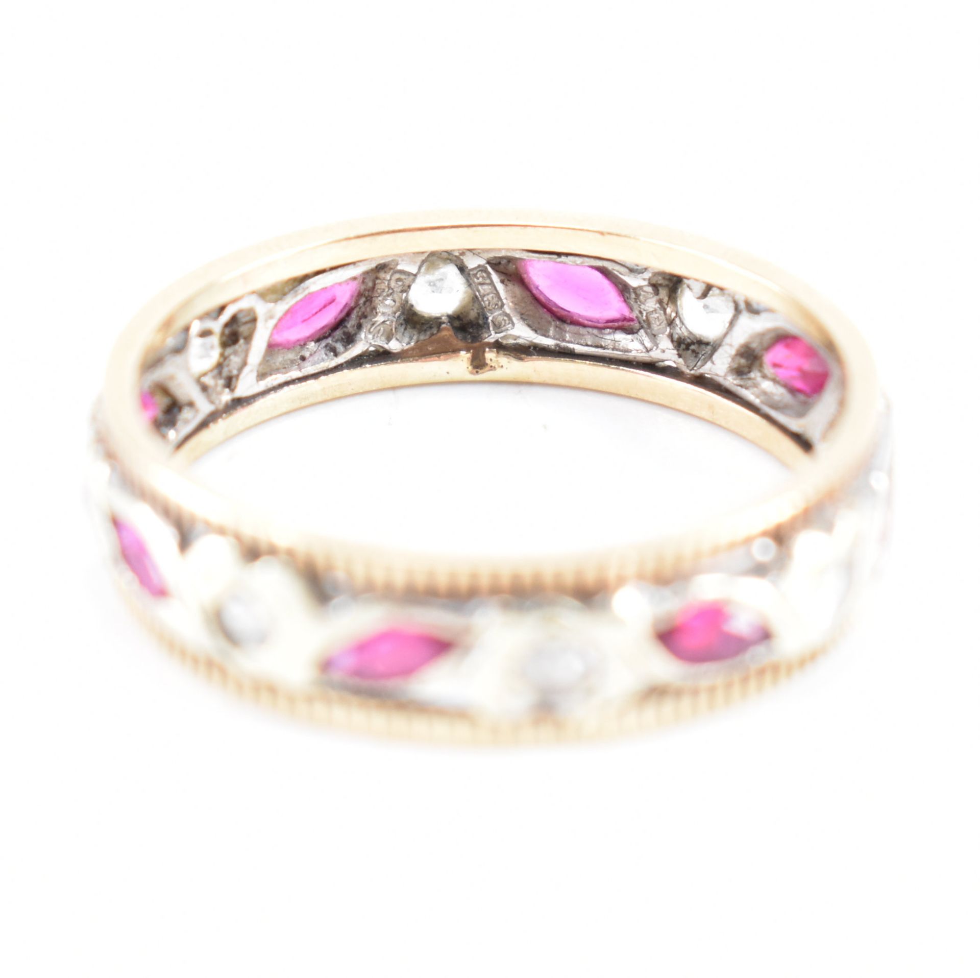 HALLMARKED 9CT BI COLOUR GOLD RUBY & WHITE STONE ETERNITY RING - Bild 7 aus 9