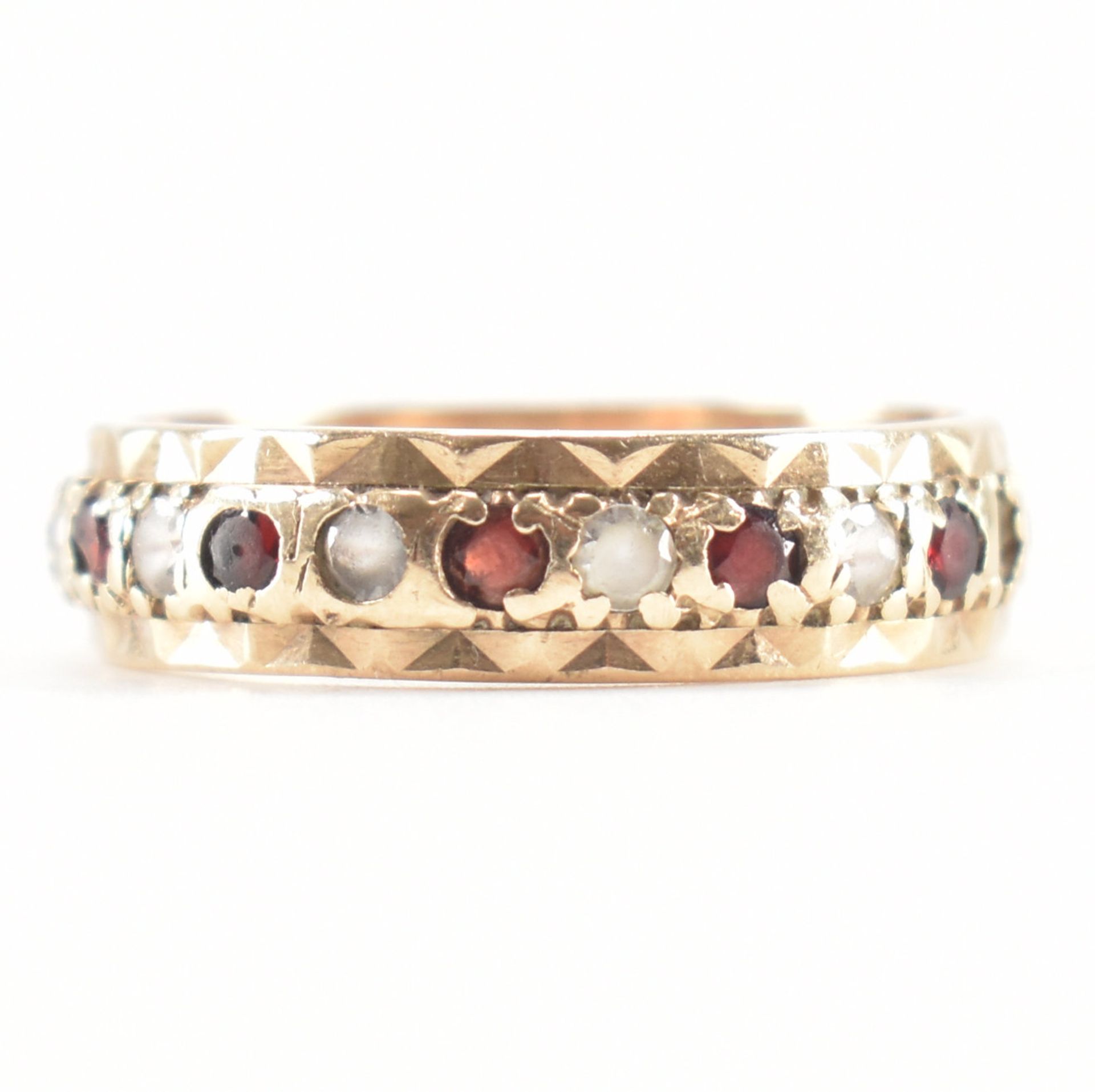 HALLMARKED 9CT GOLD RED & WHITE STONE ETERNITY RING - Bild 3 aus 8